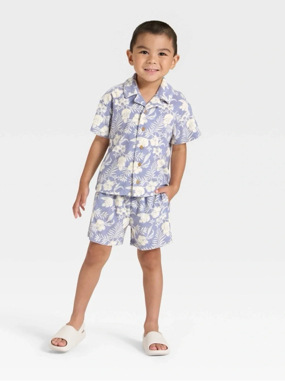 Grayson Mini Toddler Boys' Button Down Short Sleeve Shirt And Shorts Set - Blue